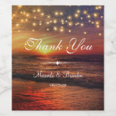 Elegant String Lights Summer Beach Bedankt Wijn Etiket (Enkel label)