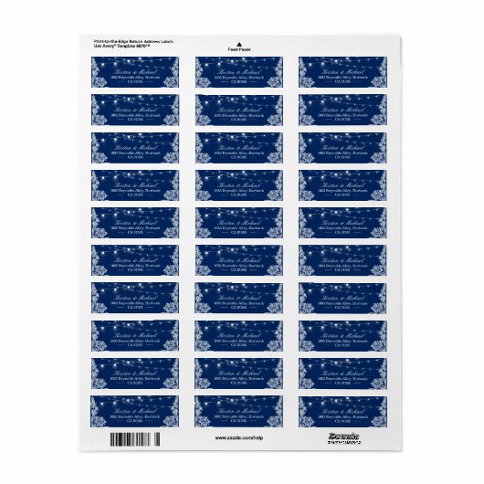 Elegant String Lights White Lace Navy Blue Etiket (Full Sheet)