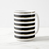 Elegant Stripe Black Gold White Koffiemok (Voorkant rechts)