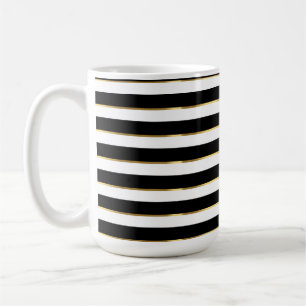 Elegant Stripe Black Gold White Koffiemok