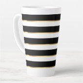 Elegant Stripe Black Gold White Latte Mok (Linkerhoek)