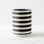 Elegant Stripe Black Gold White Mok (Midden)