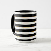Elegant Stripe Black Gold White Mok (Voorkant links)