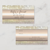 Elegant Stripe Bokeh Glitter Referral Kaart (Voorkant / Achterkant)