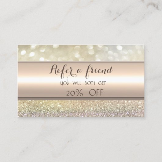Elegant Stripe Bokeh Glitter Referral Kaart (Voorkant)