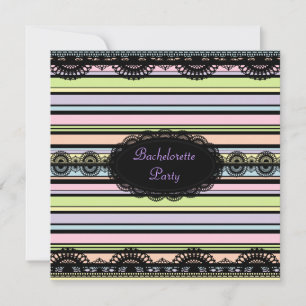 ELEGANT STRIPE PAARS BACHELORETTE ARTIJ INVITATIO KAART