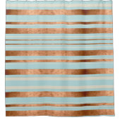 Elegant Stripe Robin Egg Blue Copper Douchegordijn (Voorkant)