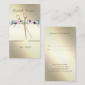 Elegant, Stripe, Scissors, Flowers Appointcard Aanbevelingskaartje (Voorkant / Achterkant)