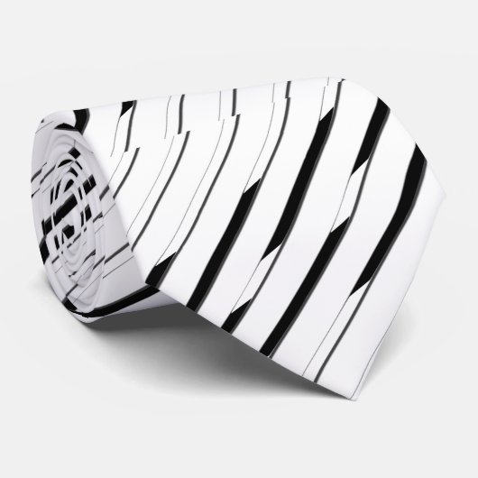 Elegant Striped Black and White Stropdas (Opgerold)