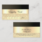 Elegant, Striped, Black, Glittery Loyalty Kaart (Voorkant / Achterkant)