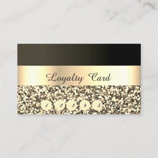 Elegant, striped, Black, Gold Glitter Loyalty Kaar (Voorkant)