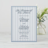 Elegant Striped Blue Wedding Invitation (Debout devant)
