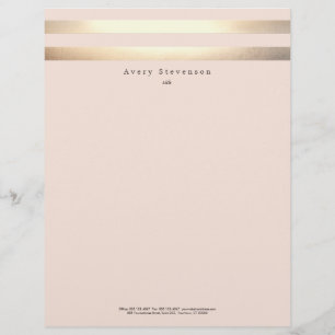 Elegant Striped FAUX Gold en Roze Custom Briefhoofd