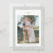 Elegant Striped Linen Custom Photo Holiday Card Kaart (Voorkant)