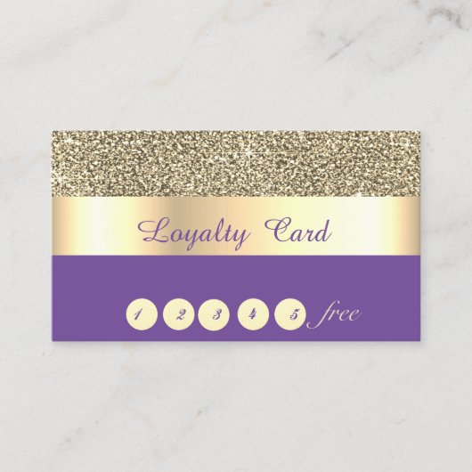 Elegant, striped, Violet, Gold Glitter Loyalty Kaa (Voorkant)
