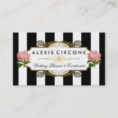 Elegant Stripes |Gold Hydrangea Wedding Planner Visitekaartje (Voorkant)