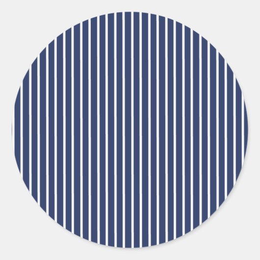Elegant Stripes White - Navy Blue Ronde Sticker (Voorkant)