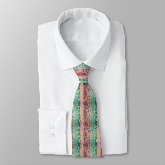 Elegant Stropdas in roze en turquoise (Gebonden)