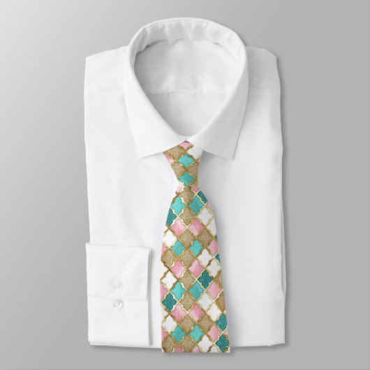 Elegant Stropdas in roze en turquoise (Gebonden)