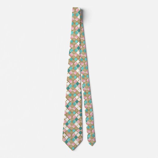 Elegant Stropdas in roze en turquoise (Voorkant)