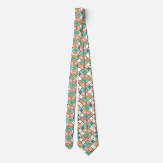 Elegant Stropdas in roze en turquoise (Achterkant)