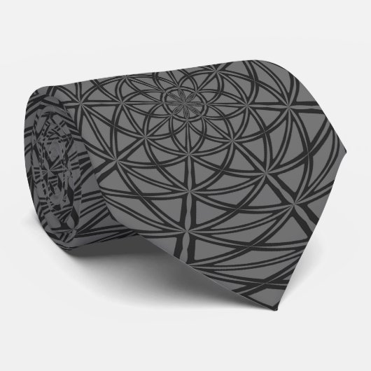 Elegant stropdas met grijs-zwart design. (Opgerold)