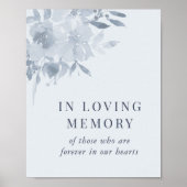 Elegant Stusty Blue Floral Weddenschap in liefdevo Poster (Voorkant)