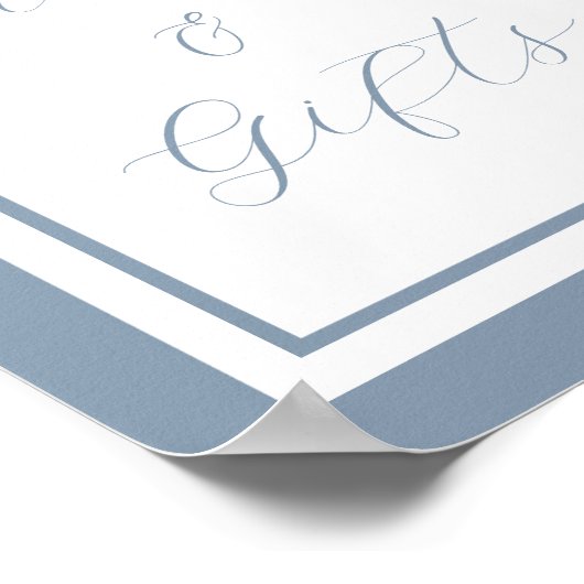 Elegant Stusty Blue Script-Kaarten en cadeaubonbor Poster (Hoek)