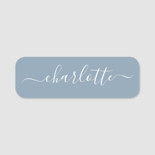 Elegant Stusty Blue Script Modern Name Persoonlijk Naamplaatje