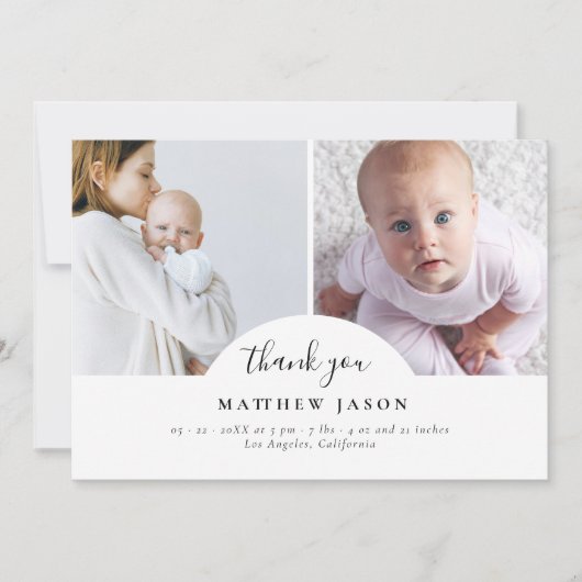 Élégant Style 2 Photo Collage Merci bébé (Devant)