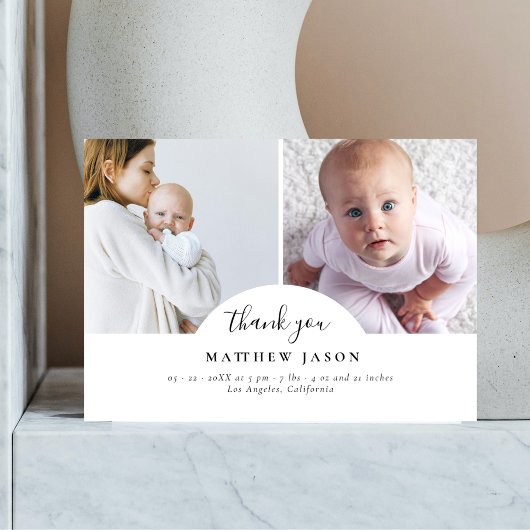 Élégant Style 2 Photo Collage Merci bébé