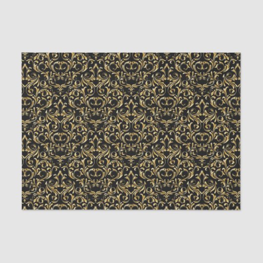 Elegant Style Black en Gold Damask Tissuepapier (Voorkant)