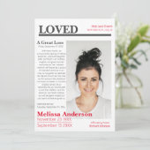 Élégant style journal Funeral Invitation (Debout devant)