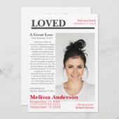 Élégant style journal Funeral Invitation (Devant / Derrière)