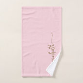 Élégant Style Monogramme Nom Script Rose Pâle (Serviette à main)