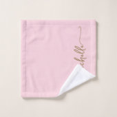 Élégant Style Monogramme Nom Script Rose Pâle (Gant de toilette)