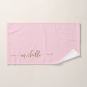 Élégant Style Monogramme Nom Script Rose Pâle (Serviette à main)