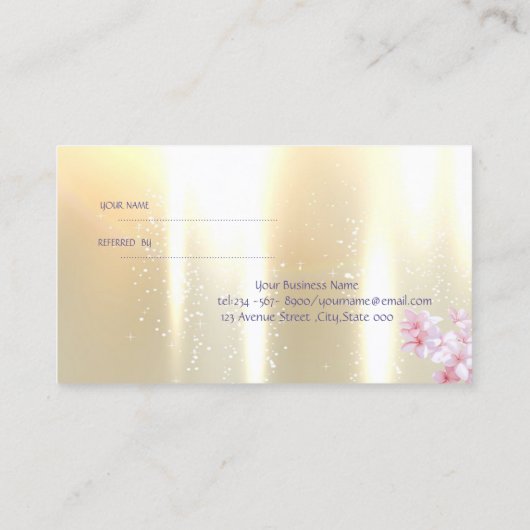 Elégant Style, Or, Fleurs Carte de référence (Dos)