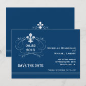 Élégant Style Rétro Fleur de Lis Save the Date (Devant / Derrière)