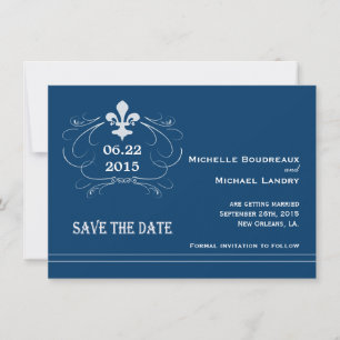 Élégant Style Rétro Fleur de Lis Save the Date