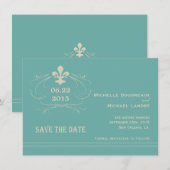 Élégant Style Rétro Fleur de Lis Save the Date (Devant / Derrière)