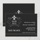 Élégant Style Rétro Fleur de Lis Save the Date (Devant / Derrière)
