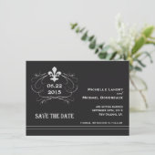 Élégant Style Rétro Fleur de Lis Save the Date (Debout devant)