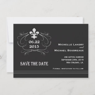 Élégant Style Rétro Fleur de Lis Save the Date