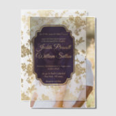 Elegant Style Tolopea Purple Gold Floral Wedding Vellum Uitnodigingen (Offset (Koppel))