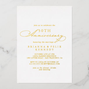 Elegant Stylish 50th Wedding Jubileum Gold Folie Uitnodiging