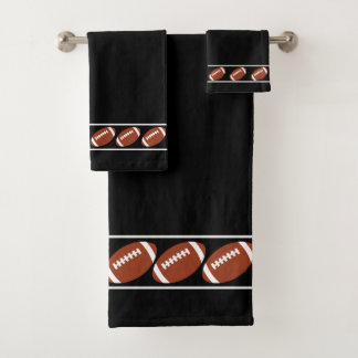 Elegant, Stylish American Football Icons on Black Bad Handdoek