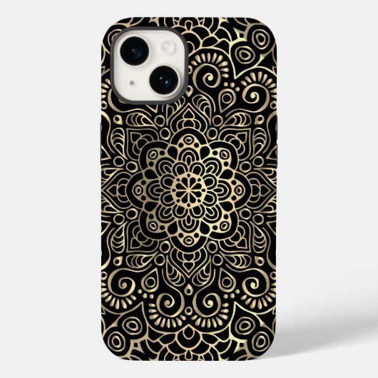 Elegant Stylish Black Gold Mandala Case-Mate iPhone Case (Achterkant)