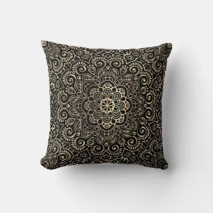 Elegant Stylish Black Gold Mandala Kussen