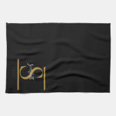 Elegant Stylish Black Gold Monogram Script Name Theedoek (Horizontaal)